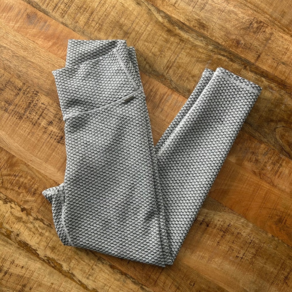 ECHT Arise Scrunch Leggings Grey White Honeycomb Textured Activewear Womens XL